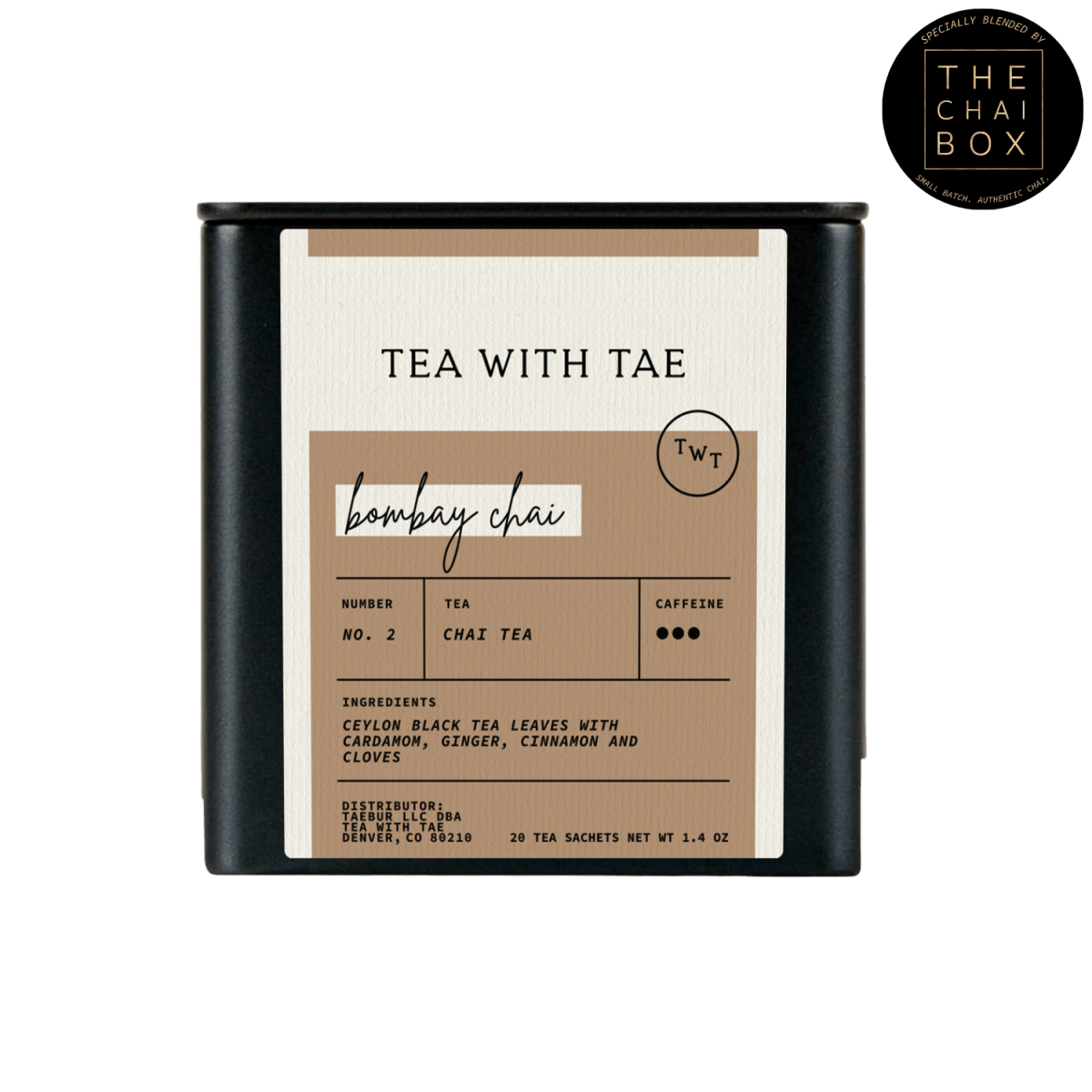Bombay Chai Tea Tin Gift (20 tea sachets) - Tea with Tae