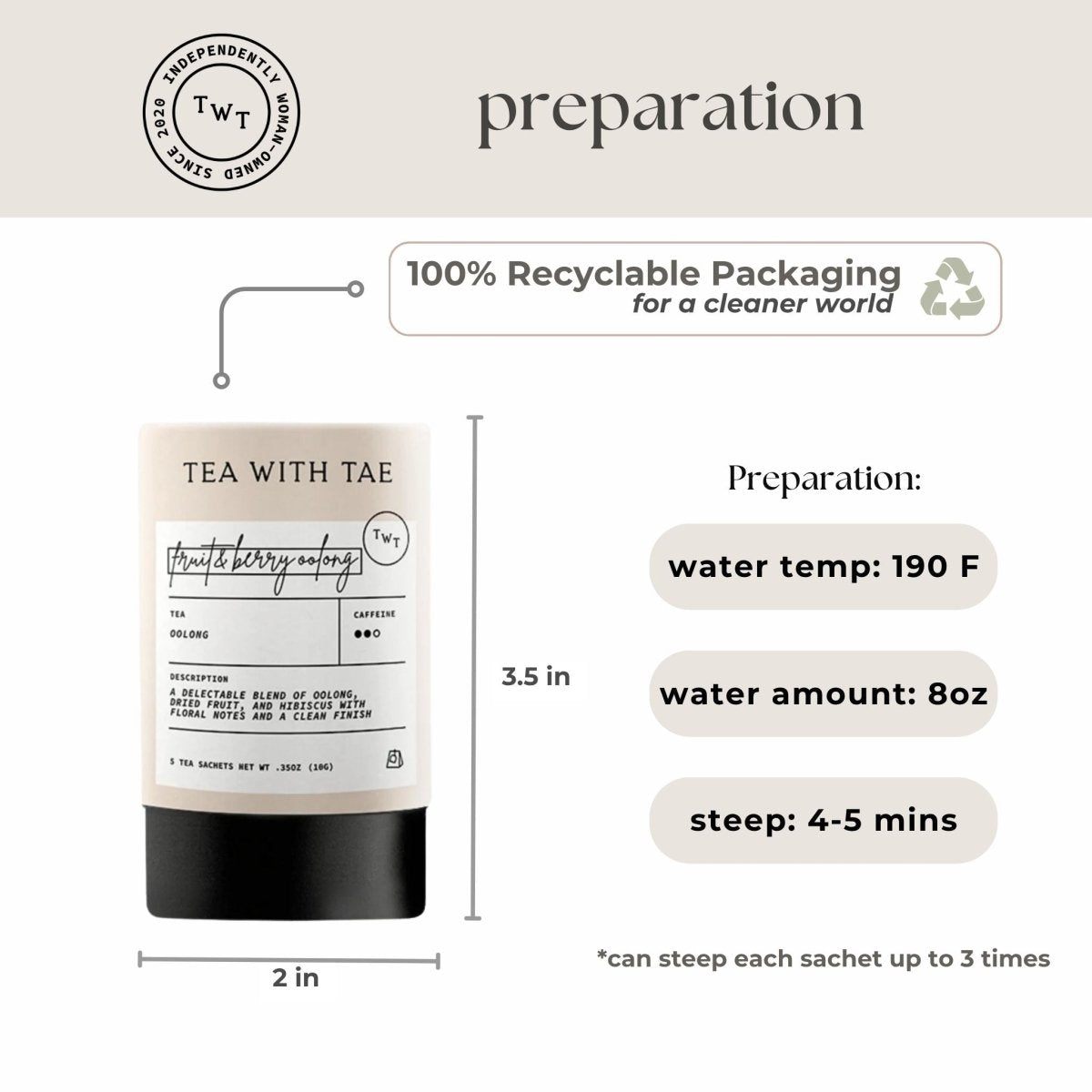 Fruit & Berry Oolong Mini Tea Tube (5 tea bags) - Tea with Tae