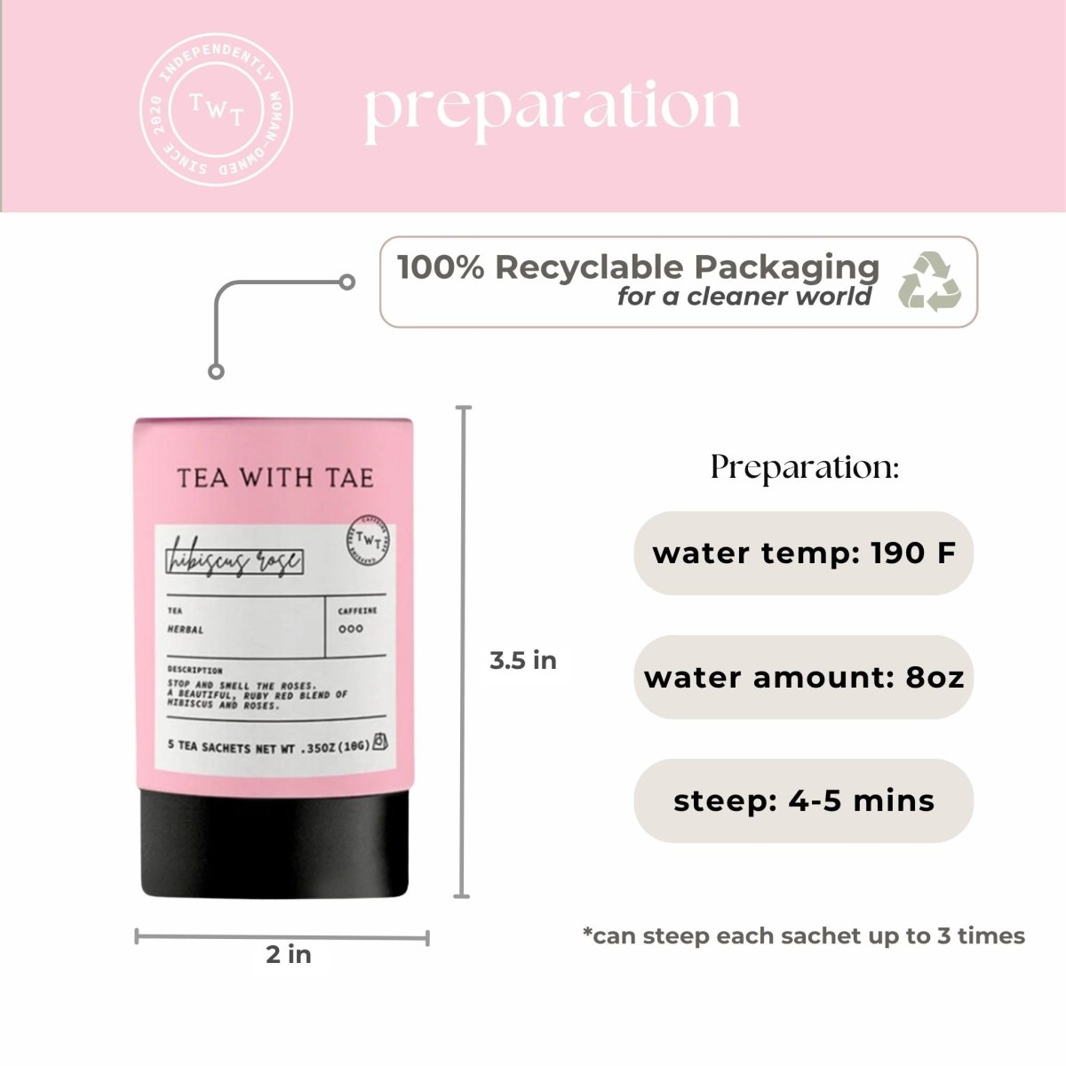Hibiscus Rose Mini Tea Tube (5 tea bags) - Tea with Tae