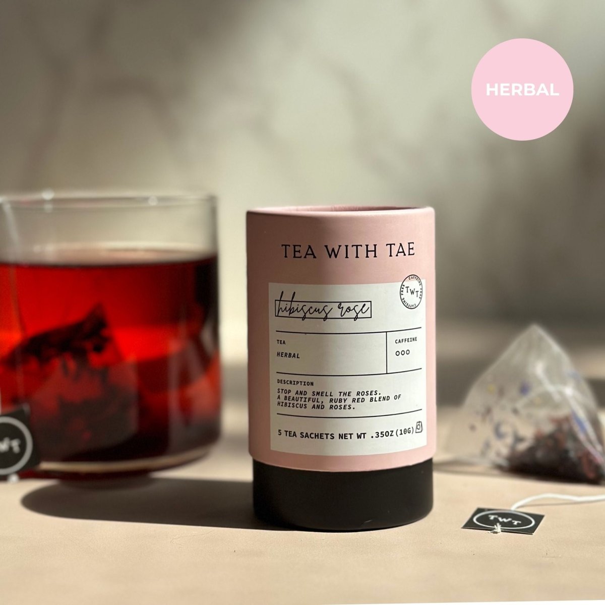 Hibiscus Rose Mini Tea Tube (5 tea bags) - Tea with Tae