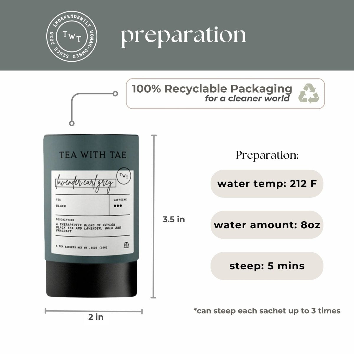 Lavender Earl Grey Mini Tea Tube (5 tea bags) - Tea with Tae