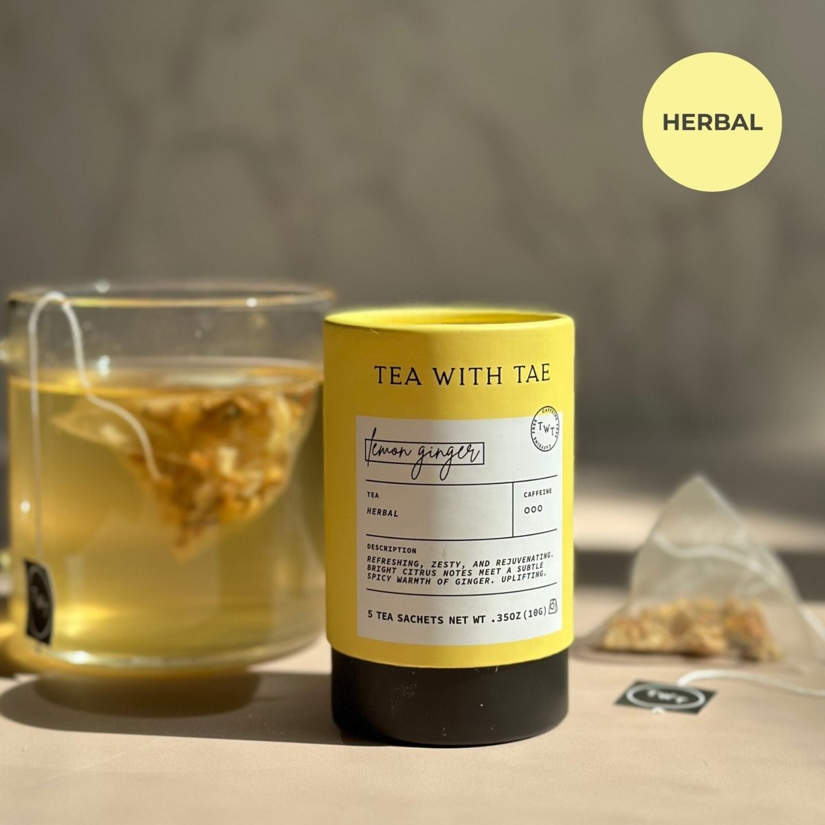 Lemon Ginger Mini Tea Tube (5 tea bags) - Tea with Tae