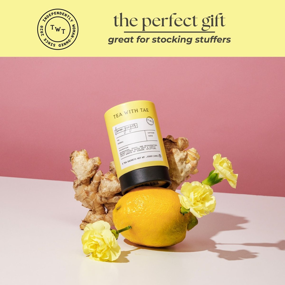 Lemon Ginger Mini Tea Tube (5 tea bags) - Tea with Tae