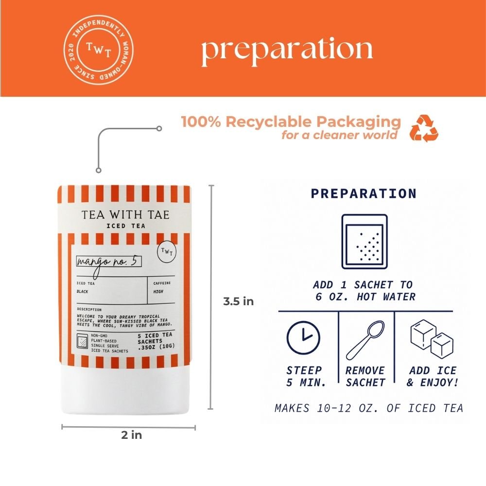Mango No. 5 Iced Black Mini Tea Tube (5 iced sachets) - Tea with Tae