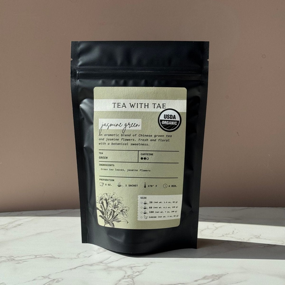 Organic Jasmine Green Tea Pouch - Tea with Tae