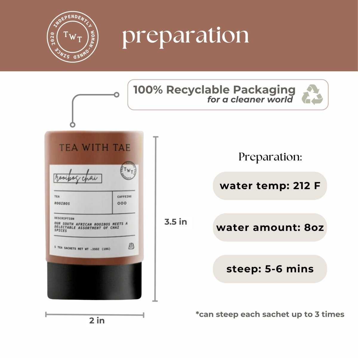 Rooibos Chai Mini Tea Tube (5 tea bags) - Tea with Tae