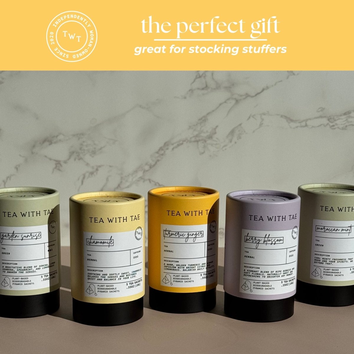 Turmeric Ginger Mini Tea Tube (5 tea bags) - Tea with Tae