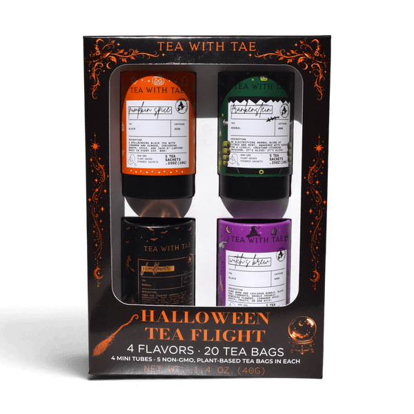 The Halloween Tea Flight box with four mini tea tubes
