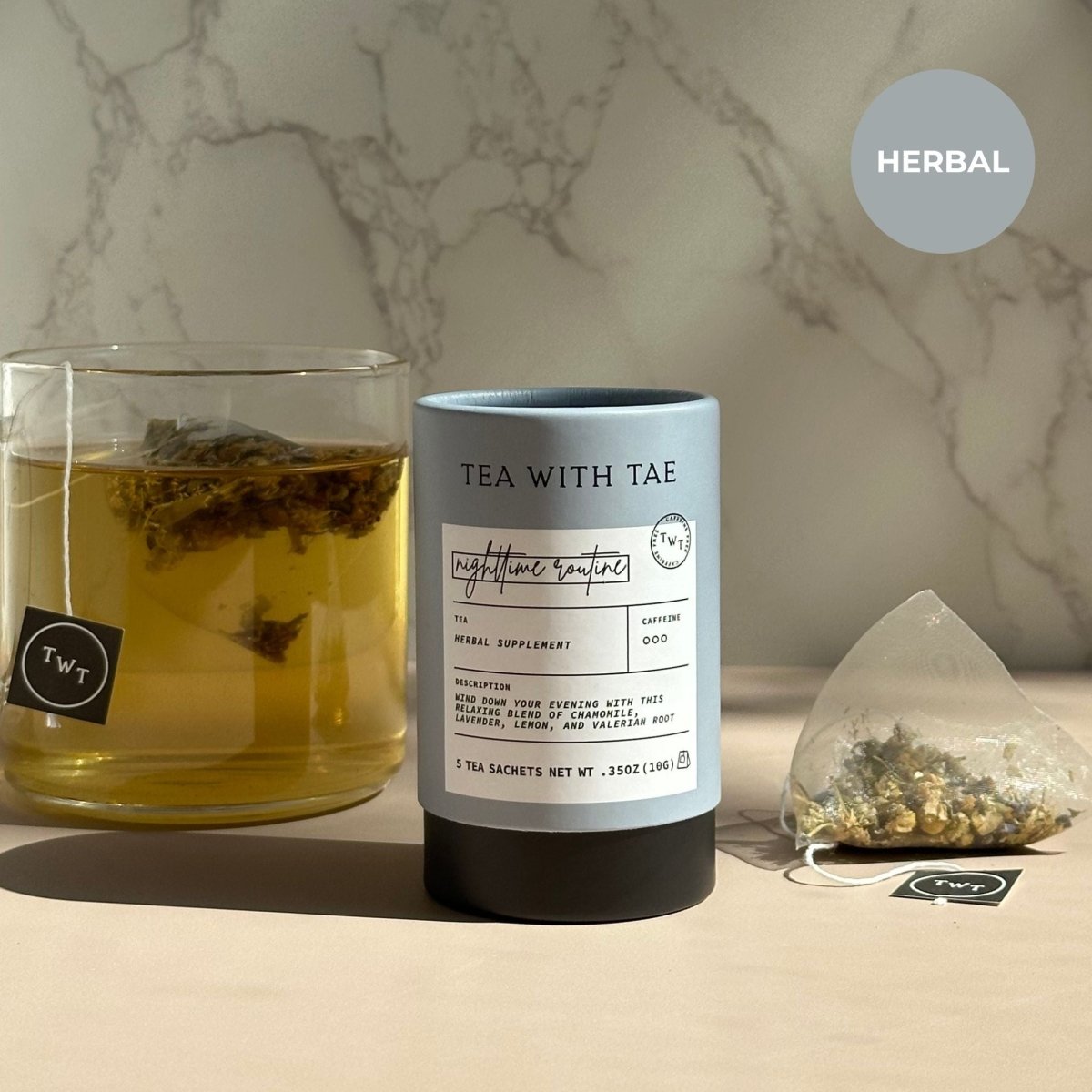 Nighttime Routine Mini Tea Tube (5 tea bags) - Tea with Tae