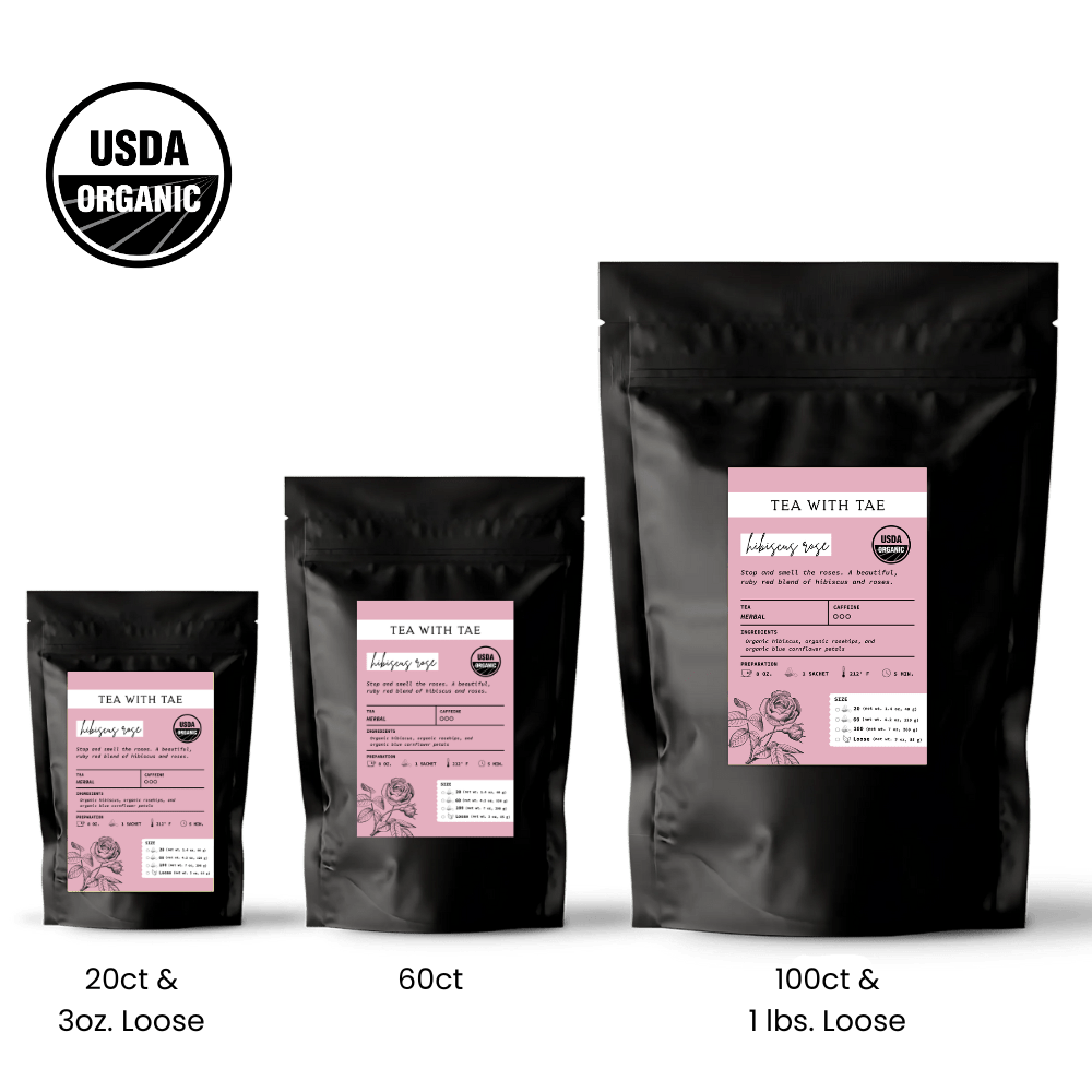 Organic Hibiscus Rose Pouch - Tea with Tae