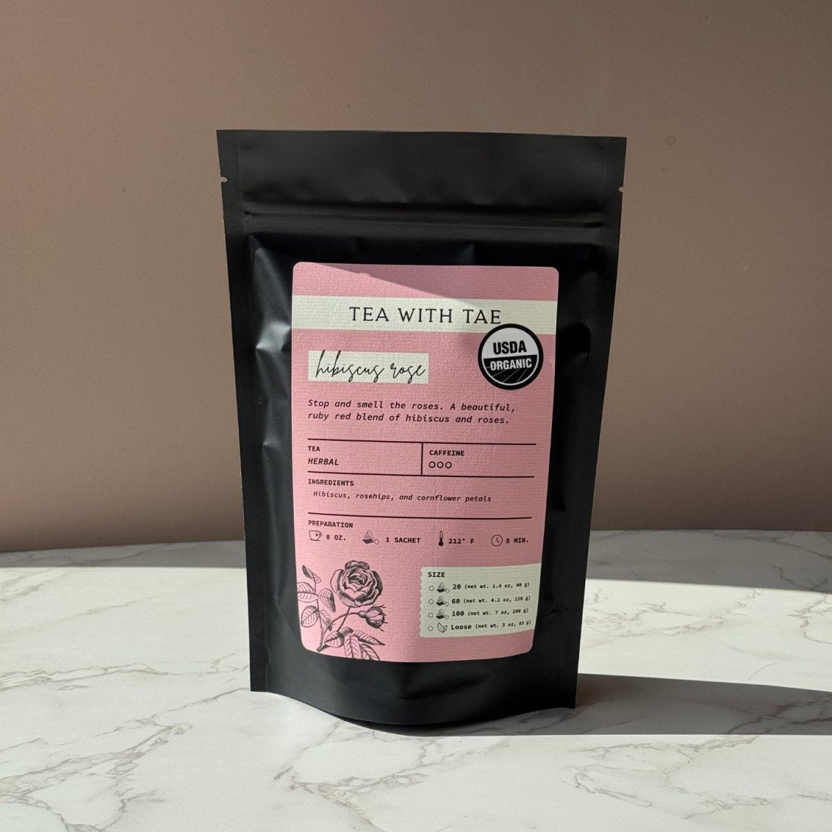 Organic Hibiscus Rose Pouch - Tea with Tae