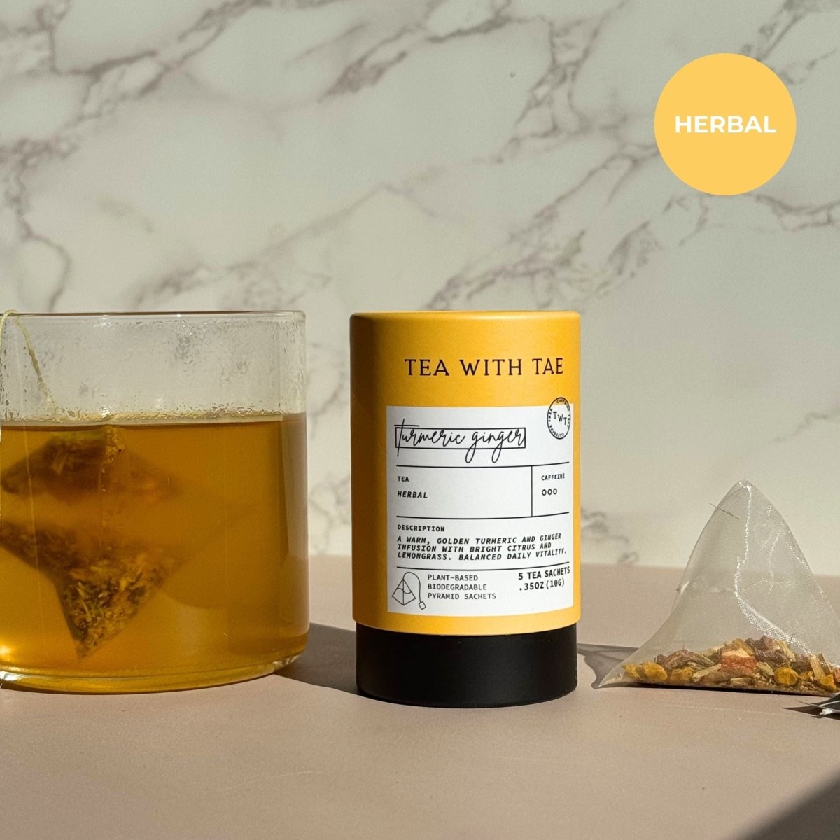 Turmeric Ginger Mini Tea Tube (5 tea bags) - Tea with Tae