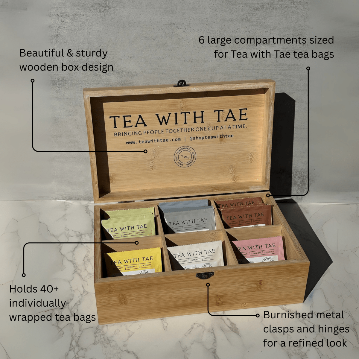 Wooden Tea Box (empty) - Tea with Tae